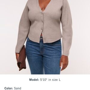 NWT : Abercrombie LuxeLoft Rounded Sleeve Cardigan in sold out mocha brown